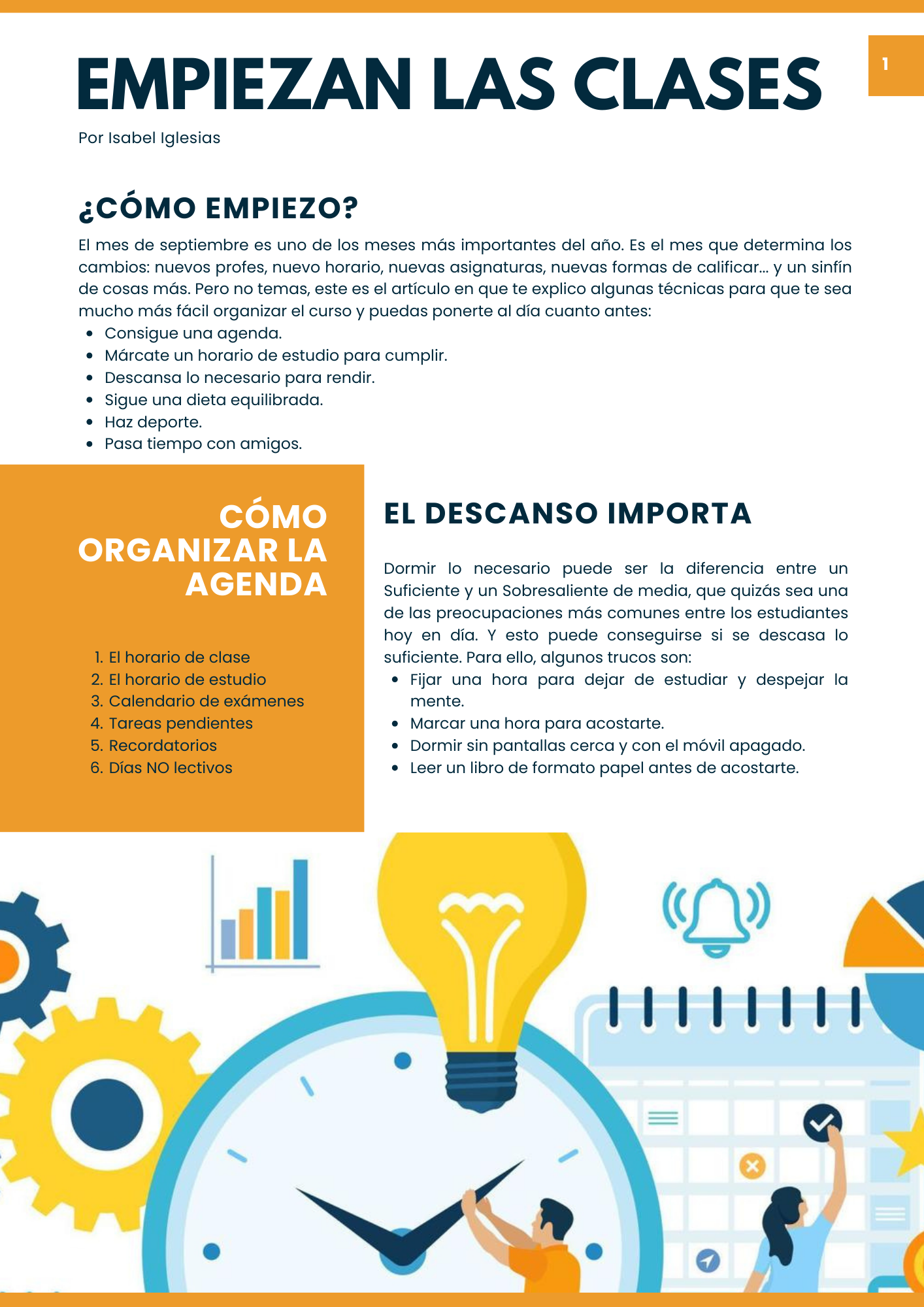 Segunda página de Newsletter de la Vuelta al Cole.